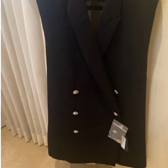 Versace Black Sleeveless Dress with Open Back suspenders